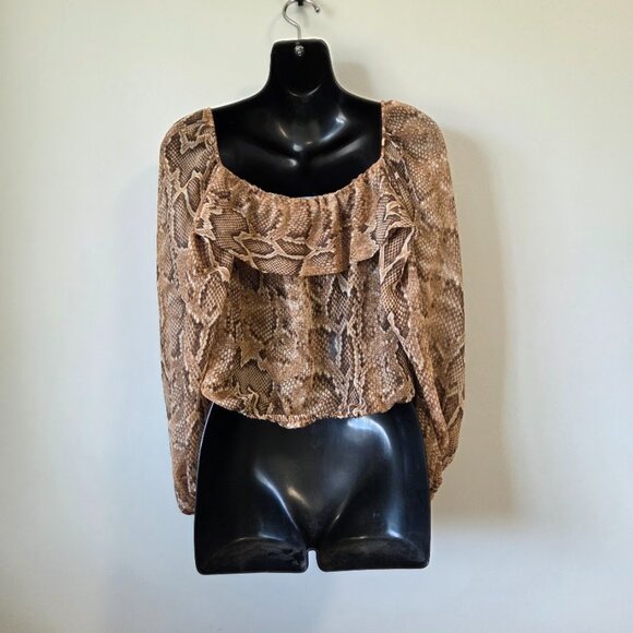 NEW NWT Zara Animal Print snakeskin square neck blouse - Picture 2 of 4